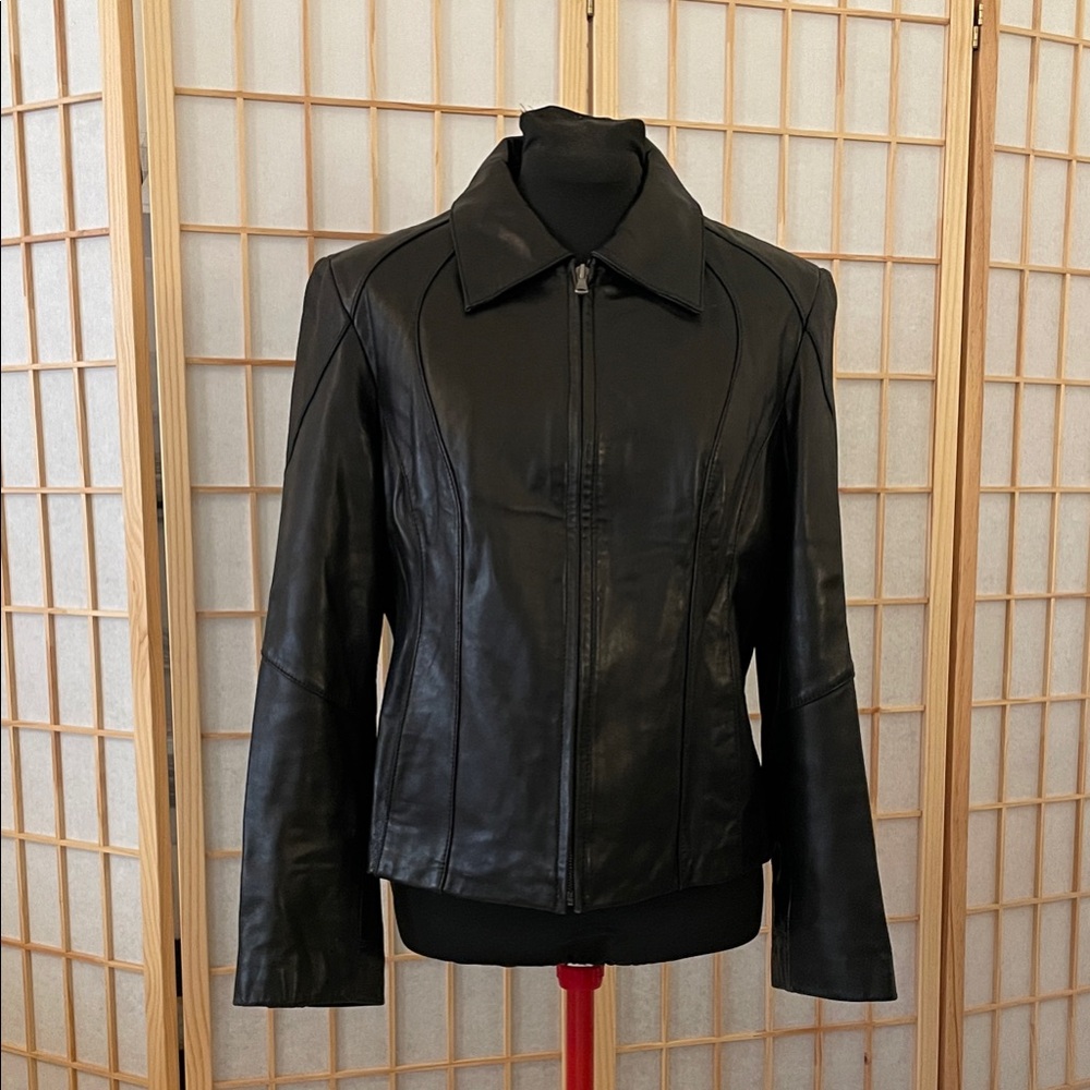 LNR  Black Leather Jacket for Women size M